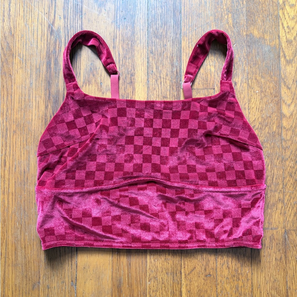 Colsie Velvet Checker Bralette - Berry